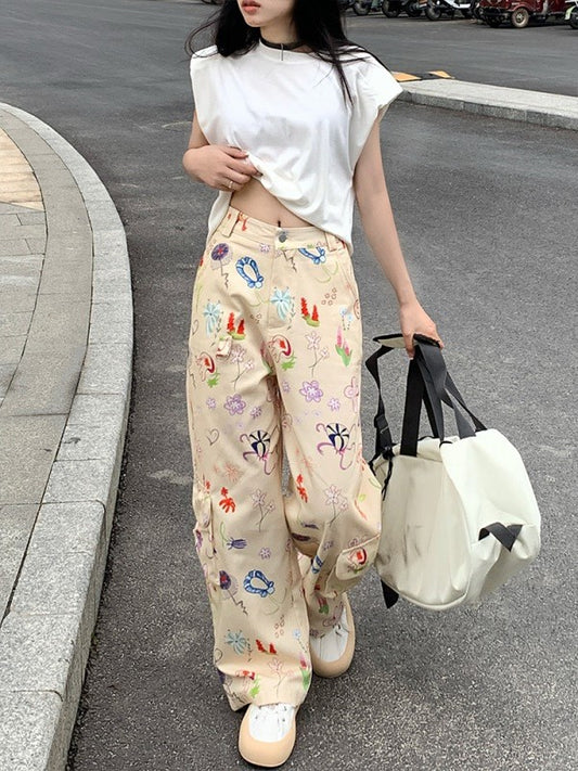 ArtisticFlair™ Printed Wide-Leg Cargo Pants