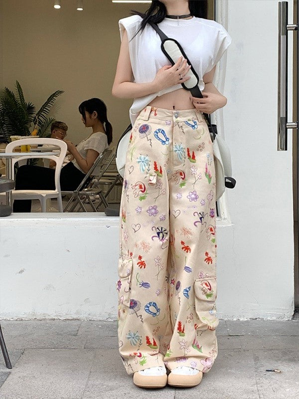 ArtisticFlair™ Printed Wide-Leg Cargo Pants