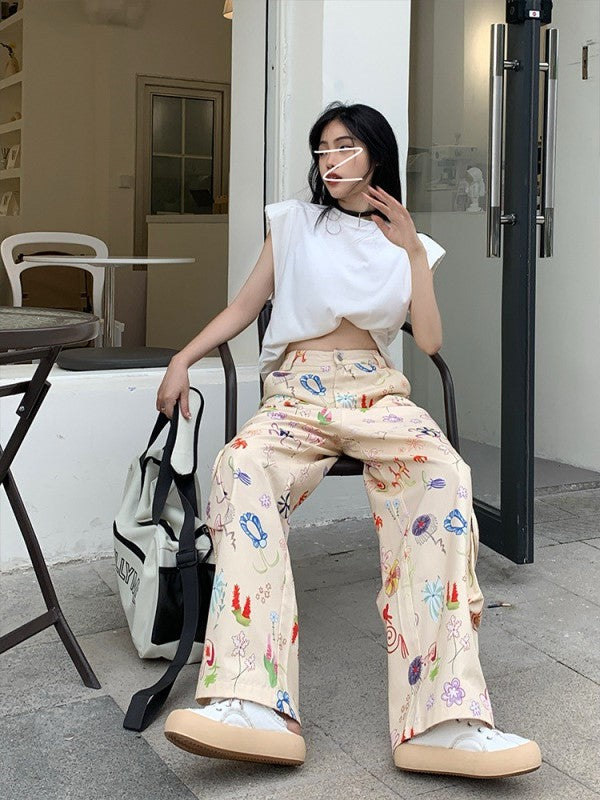 ArtisticFlair™ Printed Wide-Leg Cargo Pants