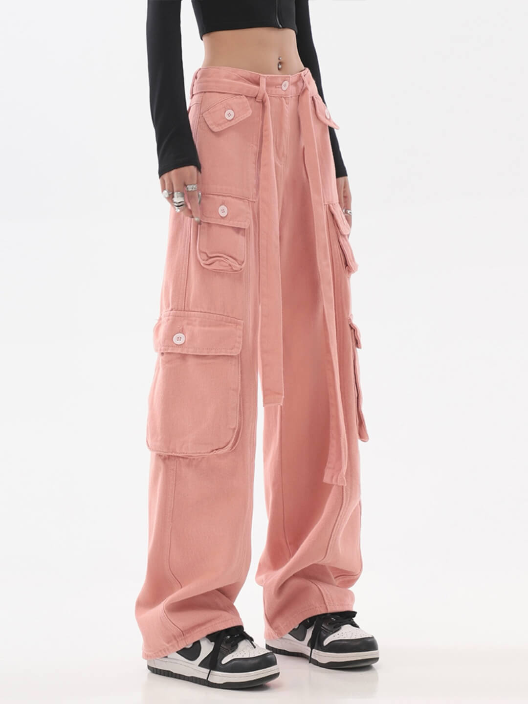 RetroFit™ Y2K Style Cargo Pants-Pink