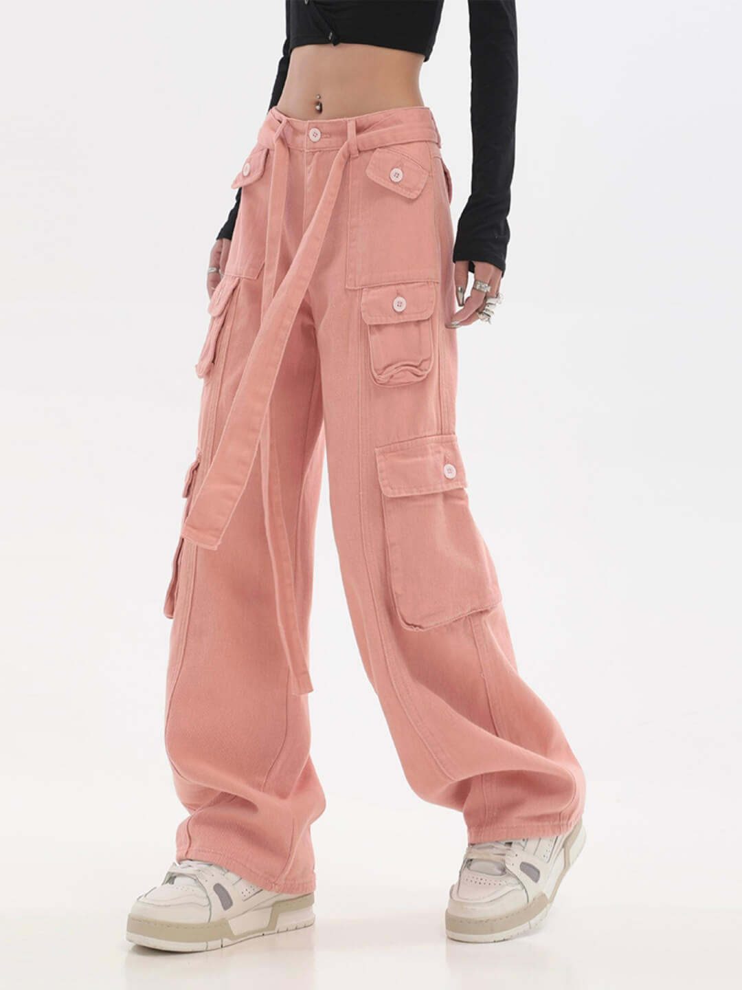 RetroFit™ Y2K Style Cargo Pants-Pink