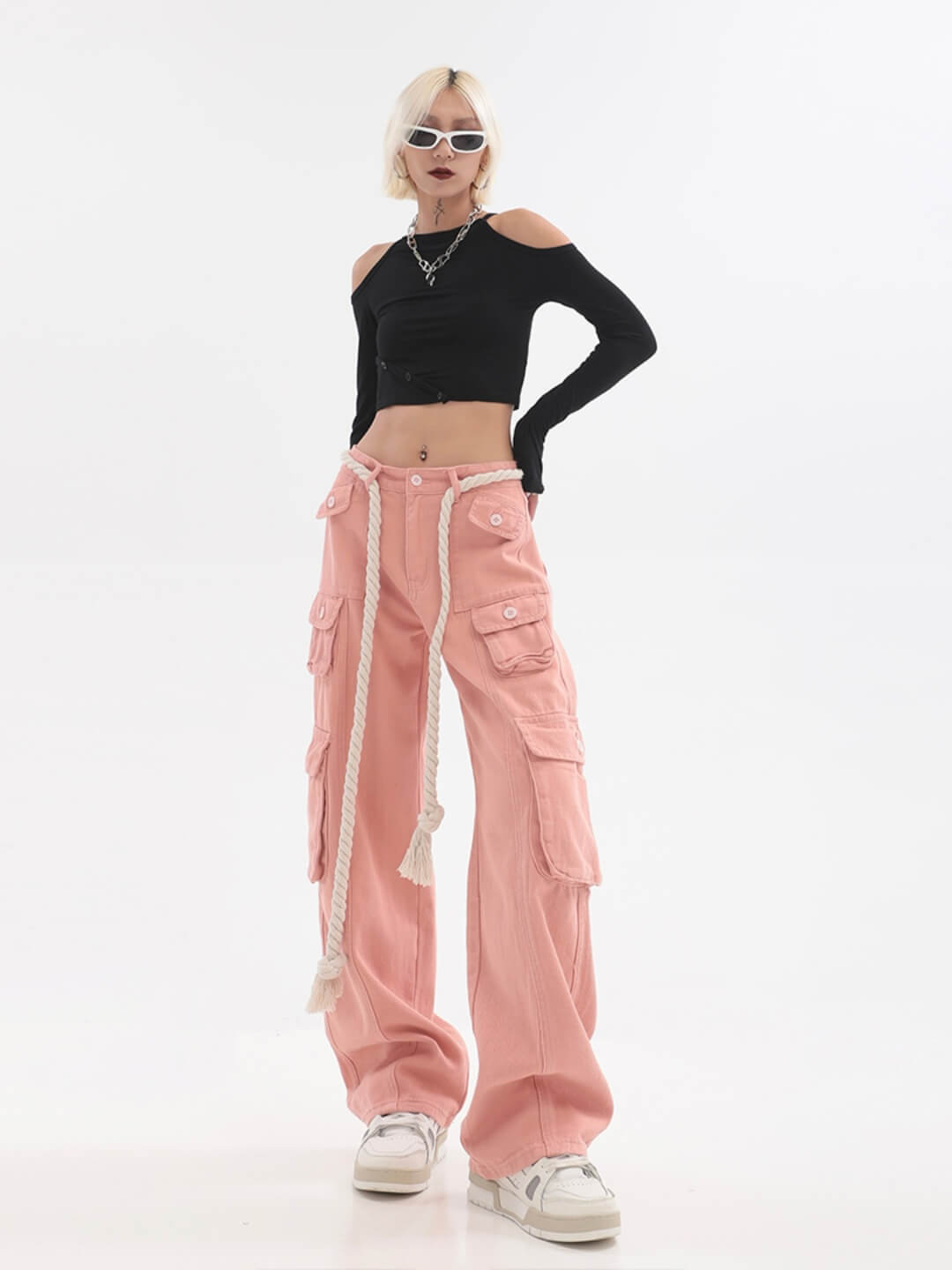 RetroFit™ Y2K Style Cargo Pants-Pink