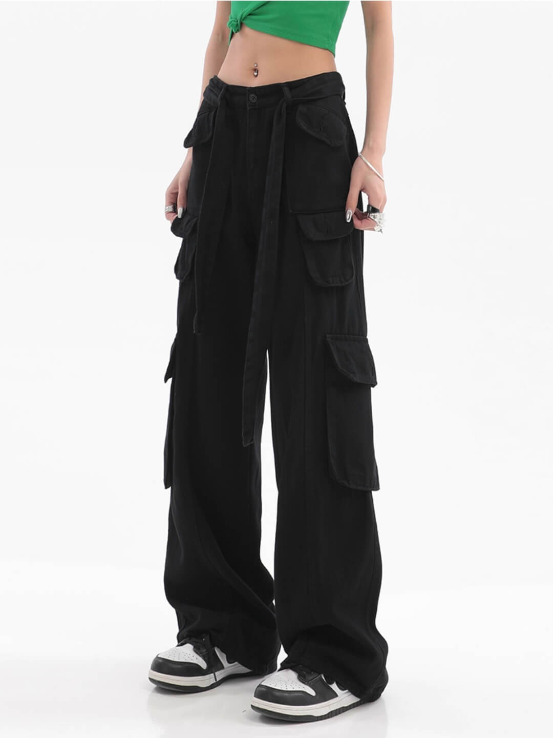 RetroFit™ Y2K Style Cargo Pants-Black