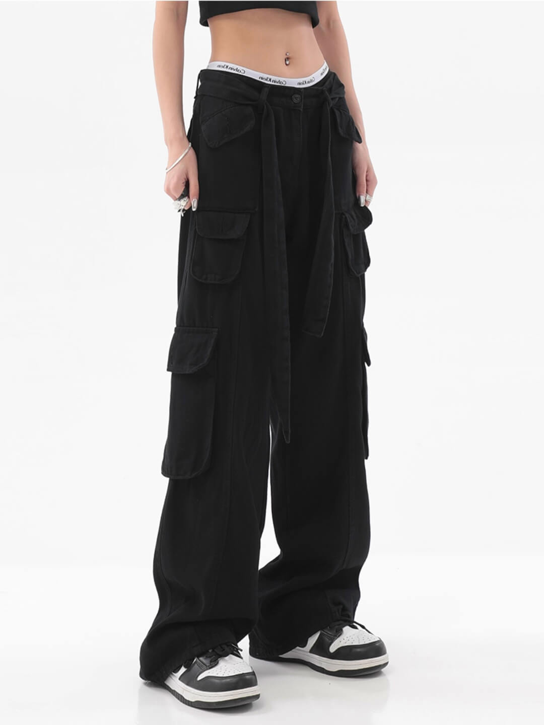 RetroFit™ Y2K Style Cargo Pants-Black