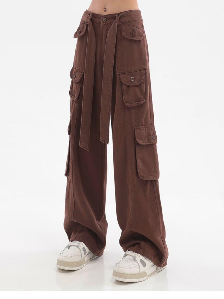 RetroFit™ Y2K Style Cargo Pants-Brown