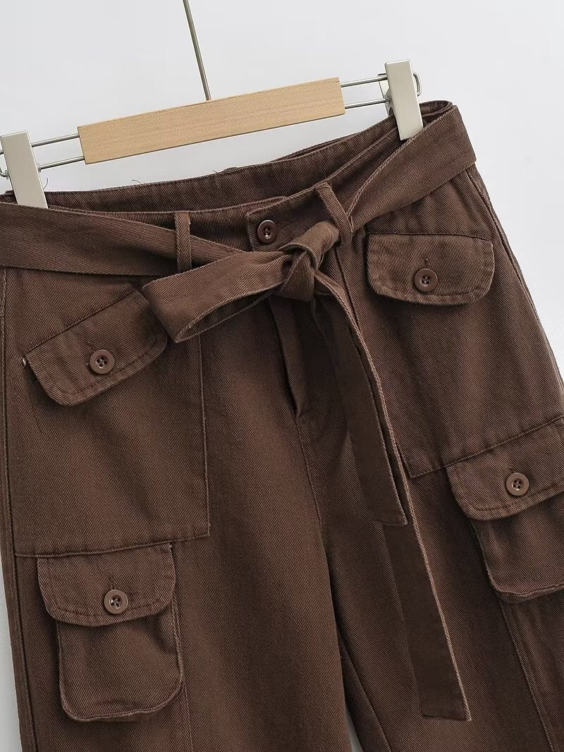 RetroFit™ Y2K Style Cargo Pants-Brown