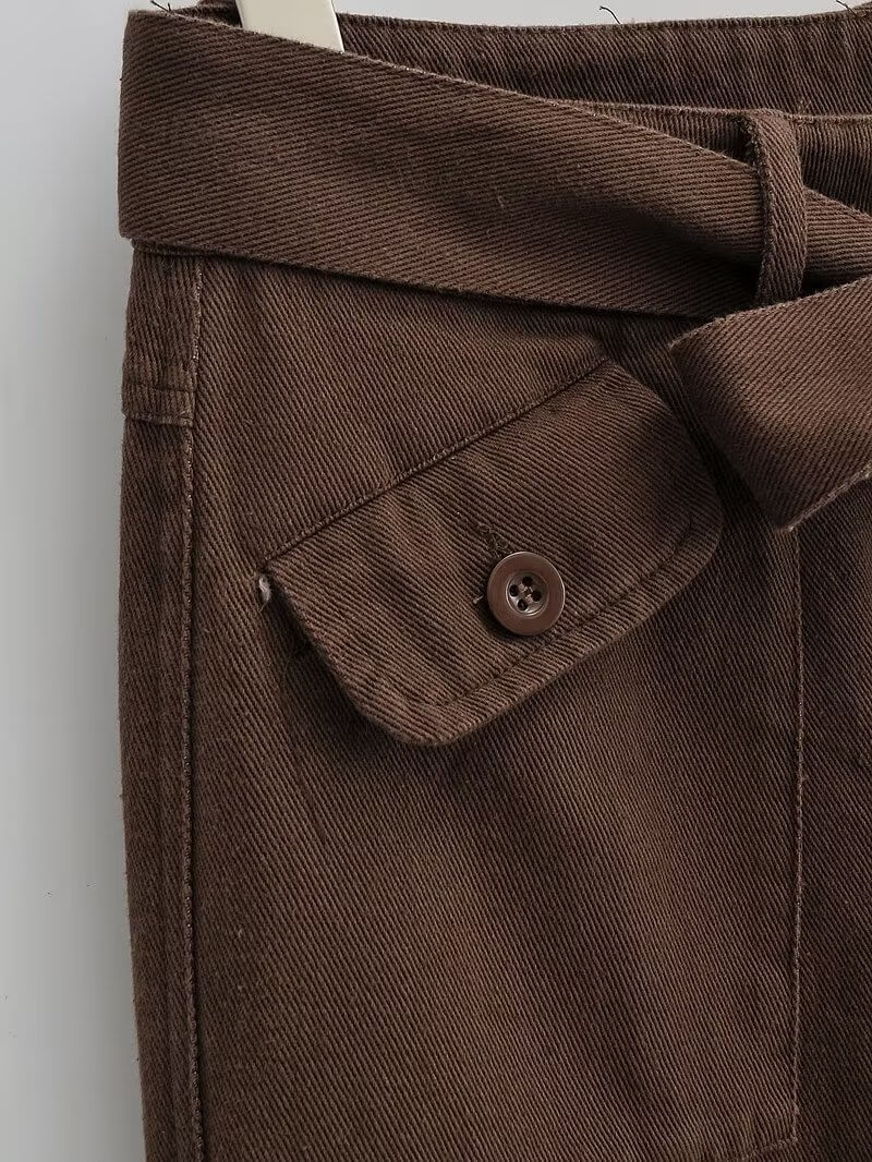 RetroFit™ Y2K Style Cargo Pants-Brown