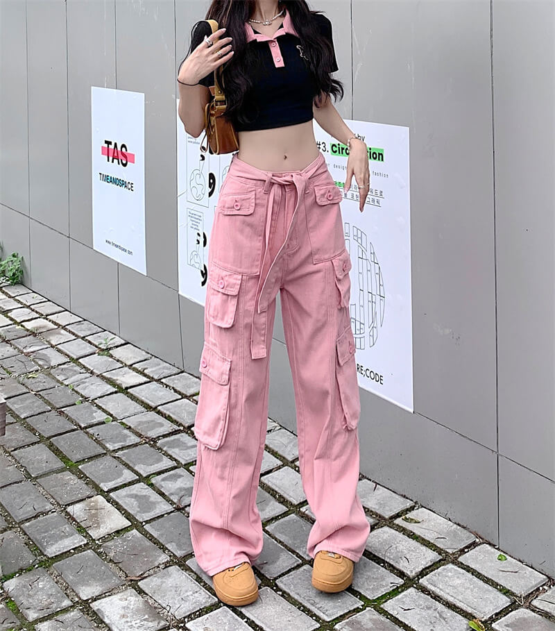 RetroFit™ Y2K Style Cargo Pants-Pink