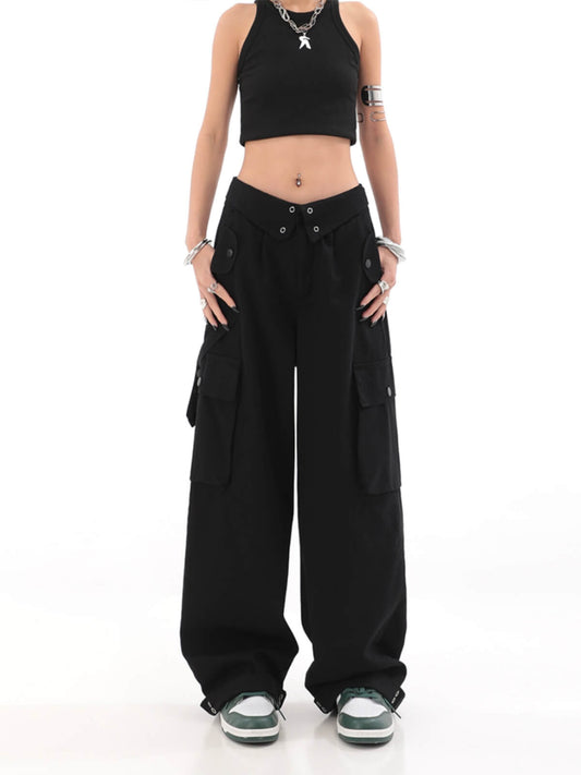TrendyCargo™ High-Waisted Cargo Pants-Black