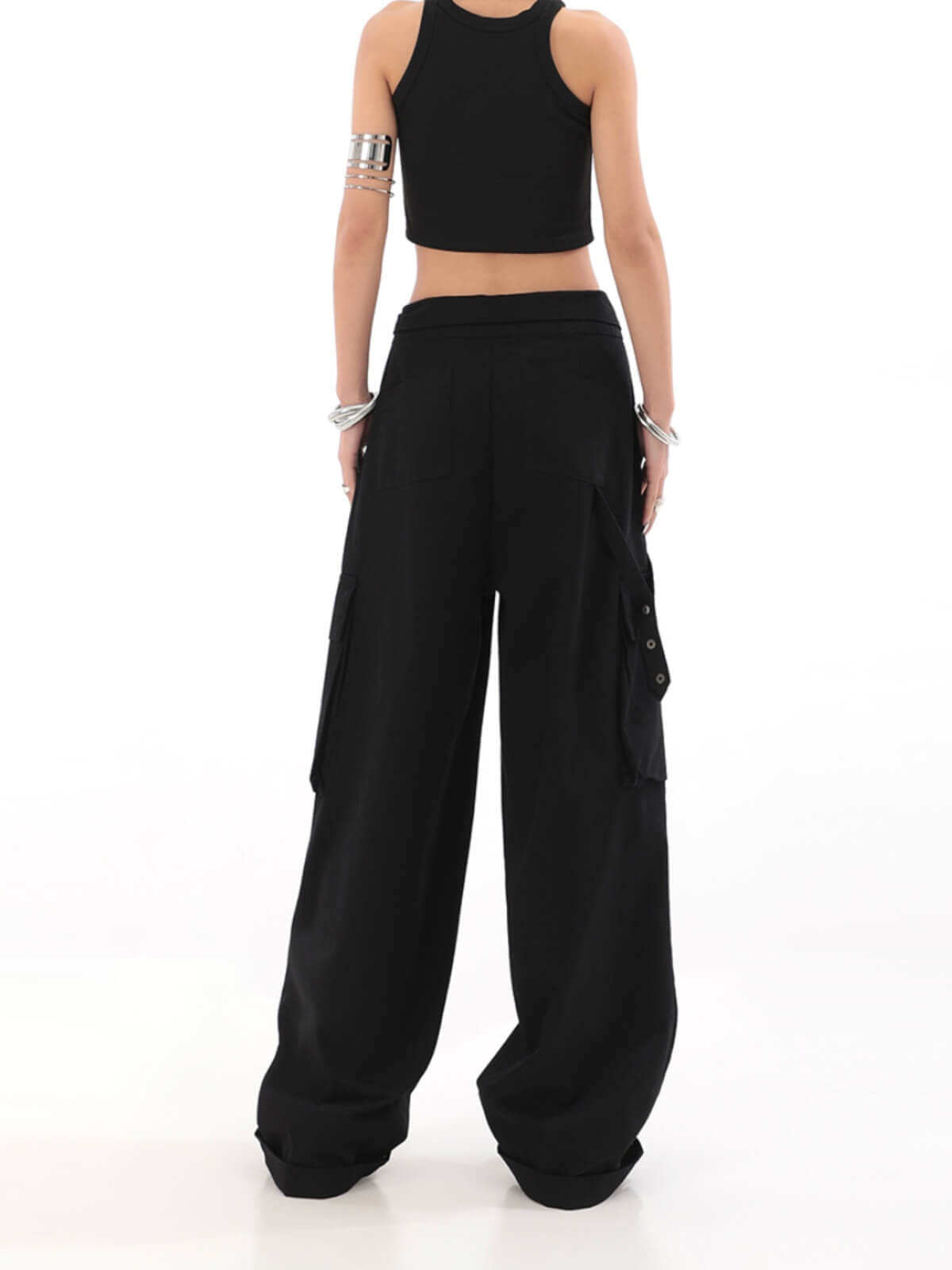 TrendyCargo™ High-Waisted Cargo Pants-Black