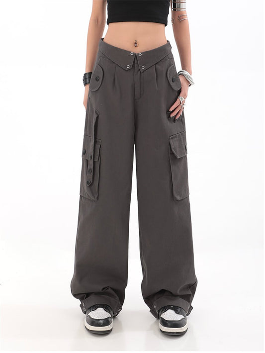 TrendyCargo™ High-Waisted Cargo Pants-Grey