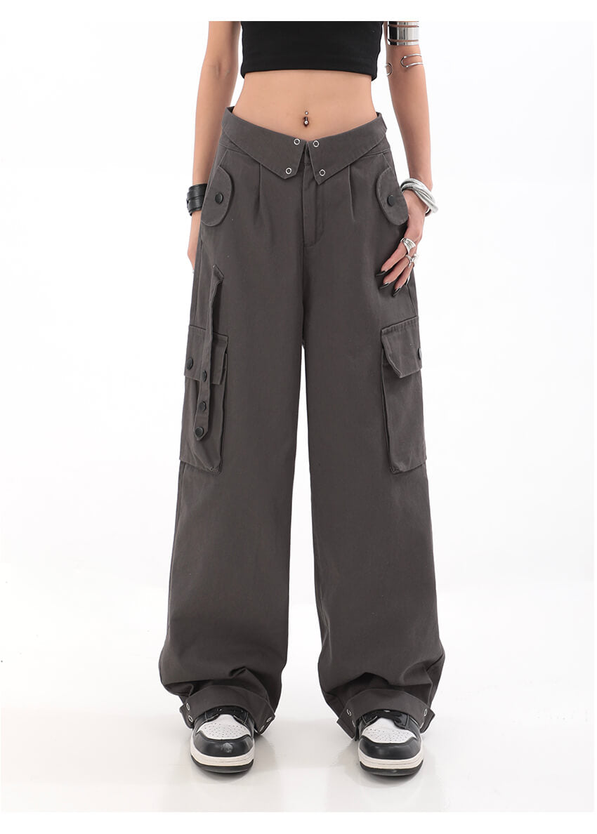 TrendyCargo™ High-Waisted Cargo Pants-Black