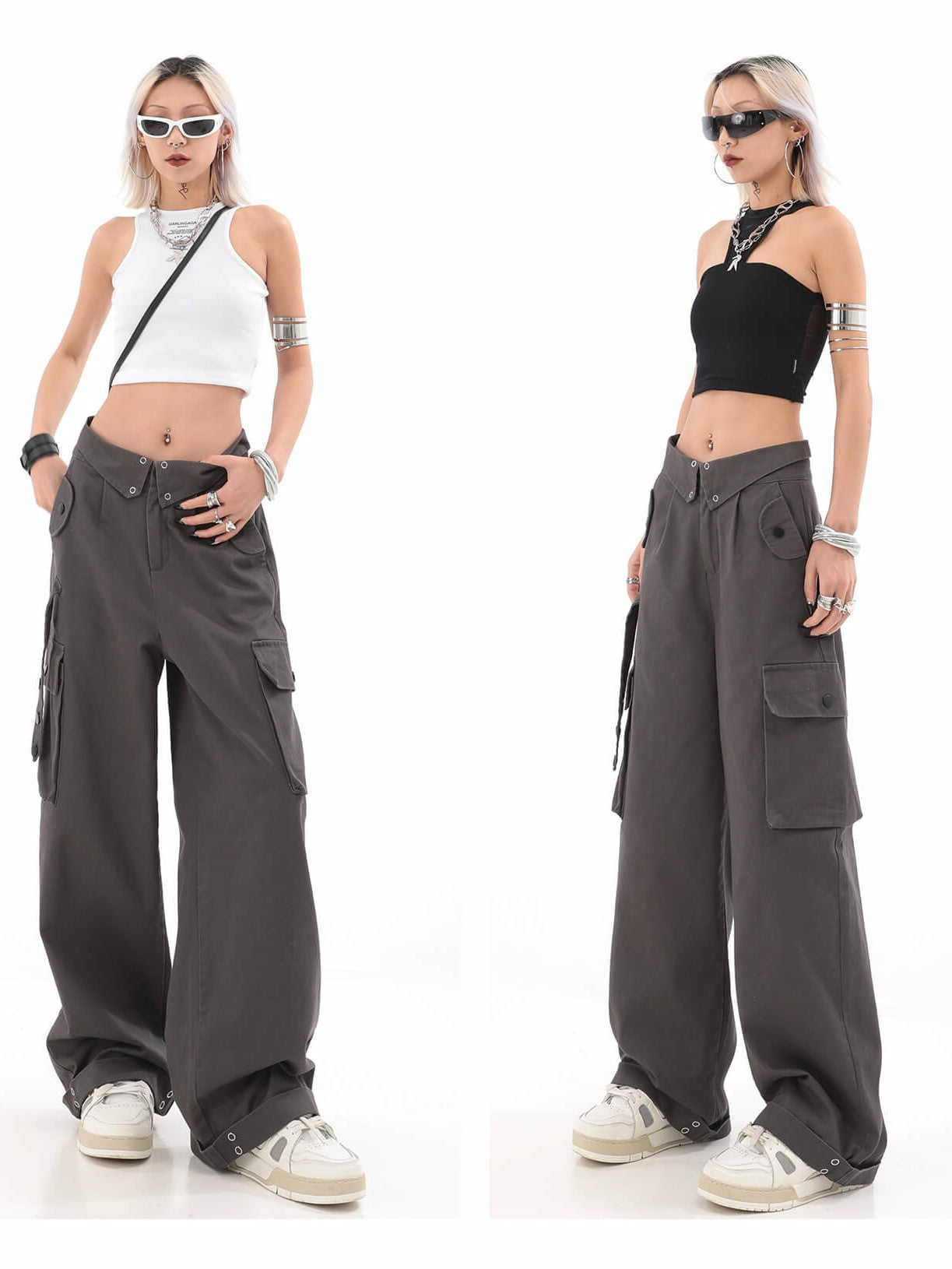 TrendyCargo™ High-Waisted Cargo Pants-Grey