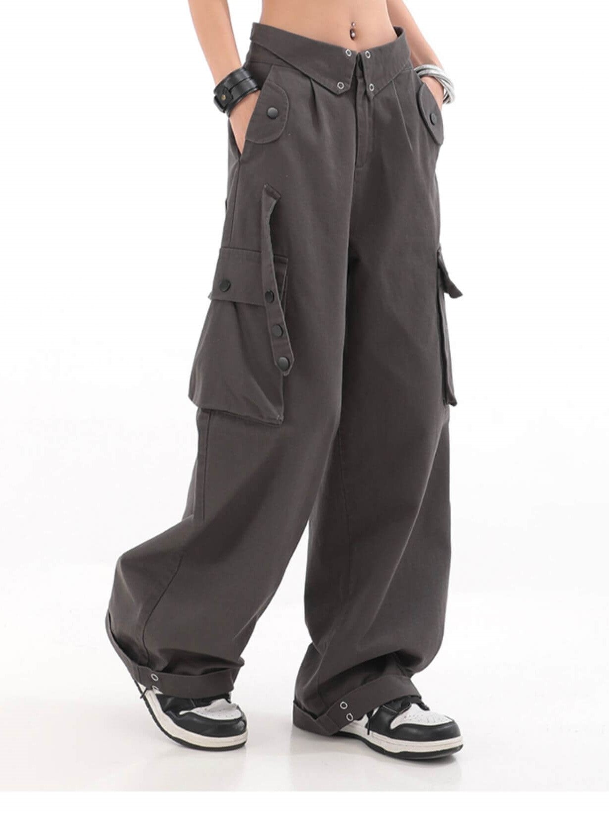 TrendyCargo™ High-Waisted Cargo Pants-Grey