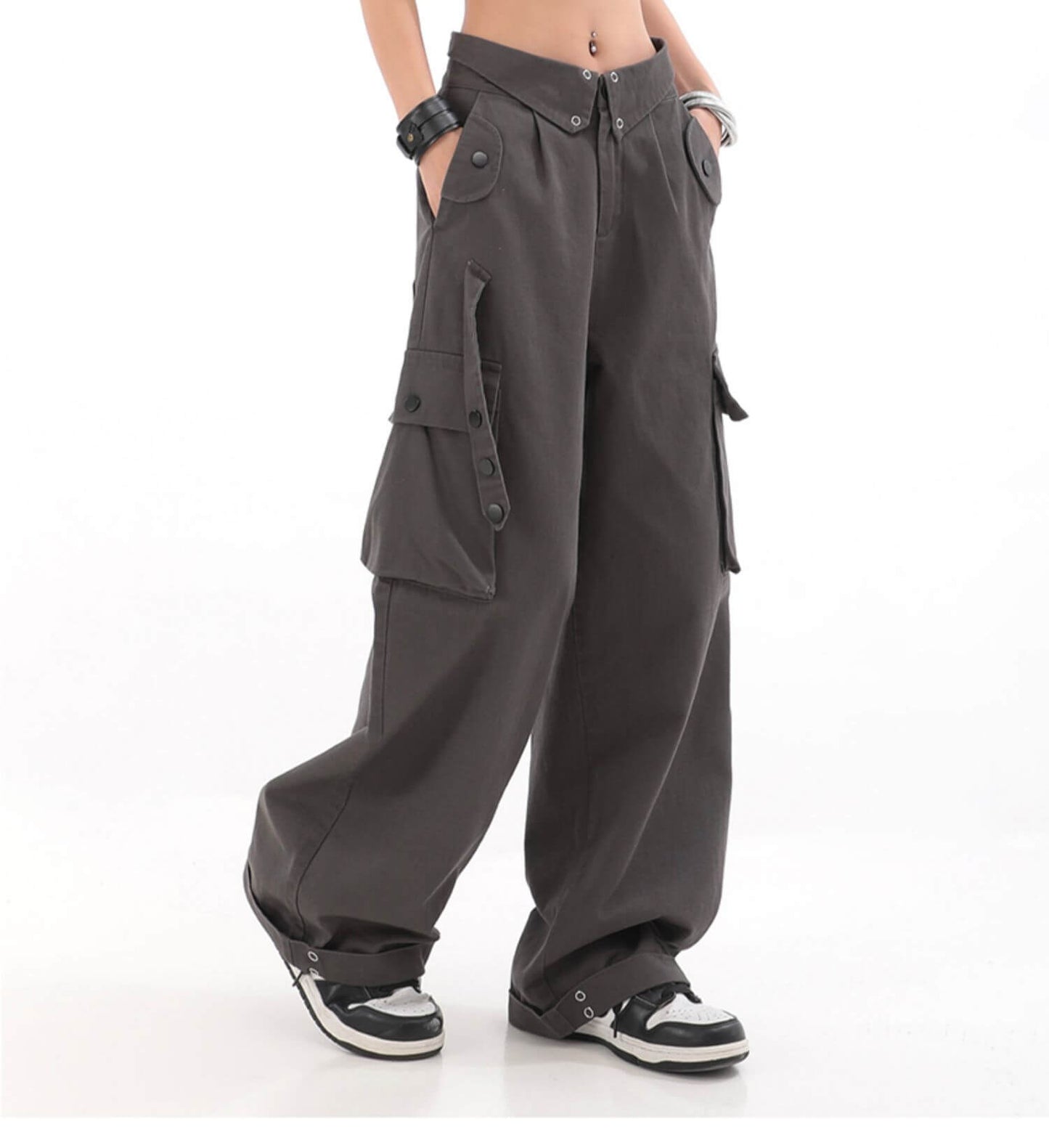 TrendyCargo™ High-Waisted Cargo Pants-Black