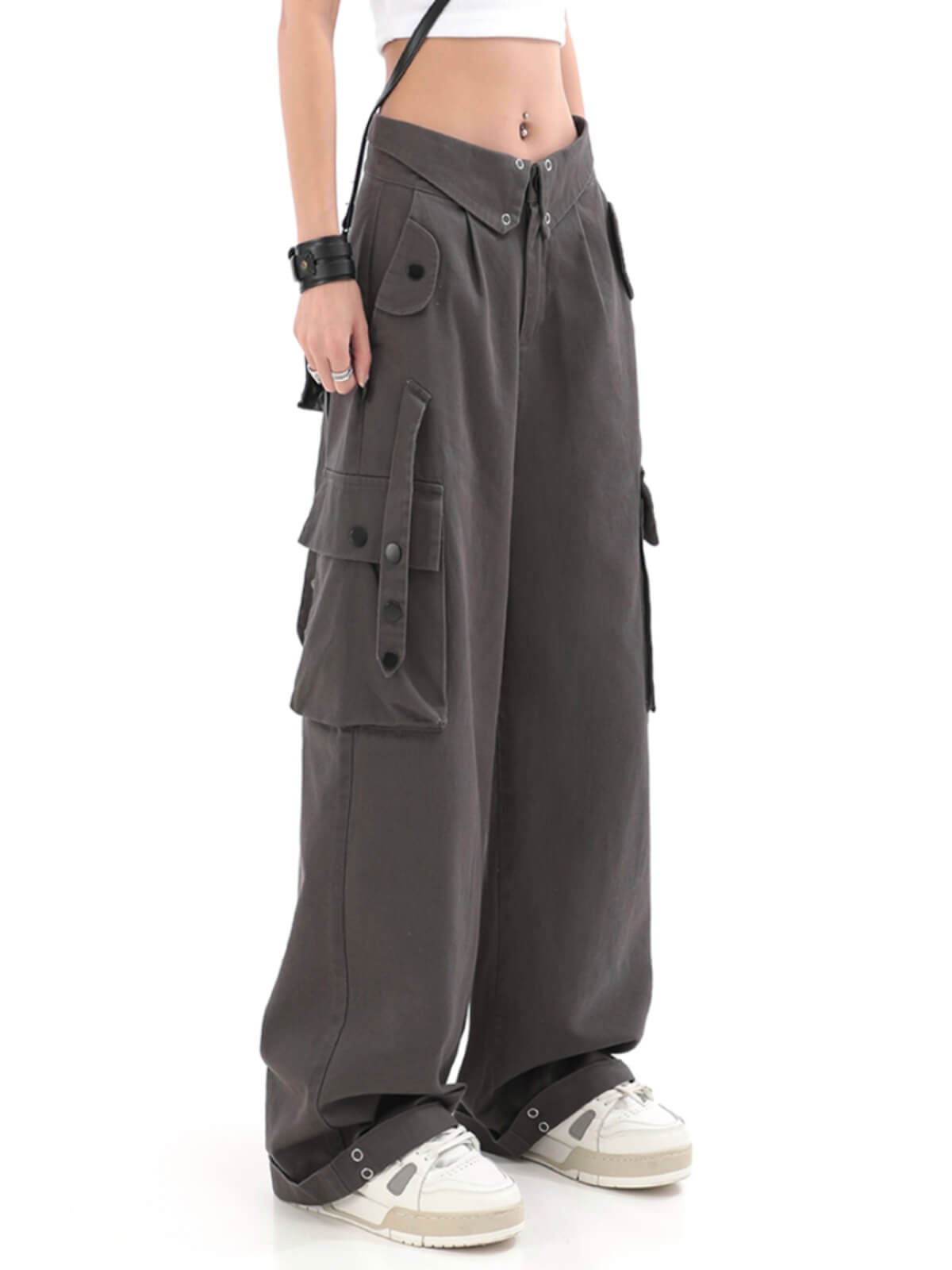 TrendyCargo™ High-Waisted Cargo Pants-Grey