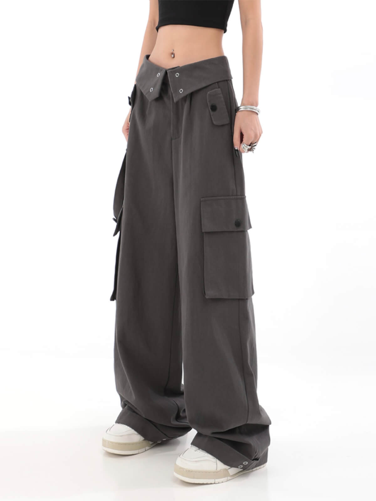 TrendyCargo™ High-Waisted Cargo Pants-Grey