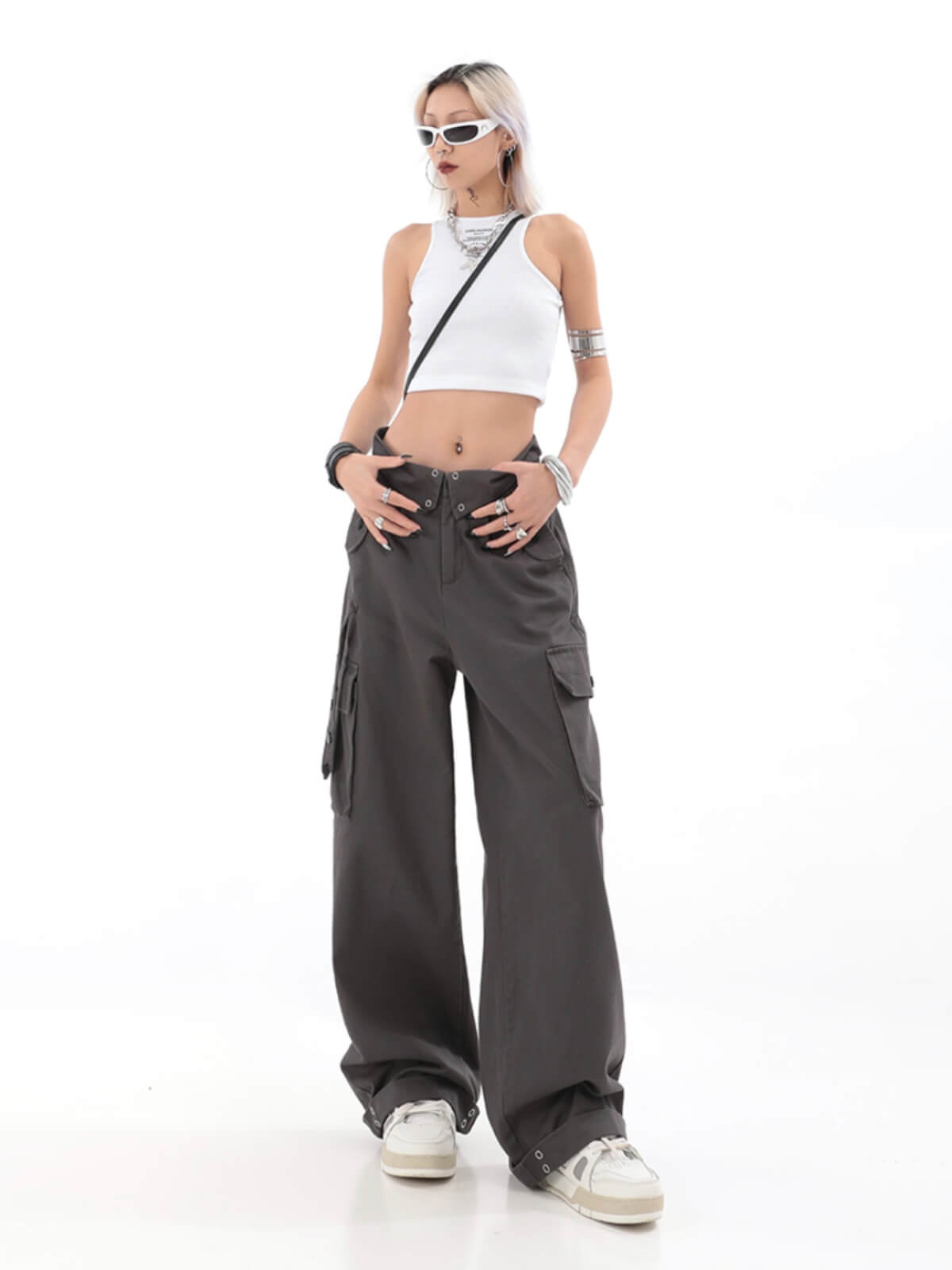 TrendyCargo™ High-Waisted Cargo Pants-Grey