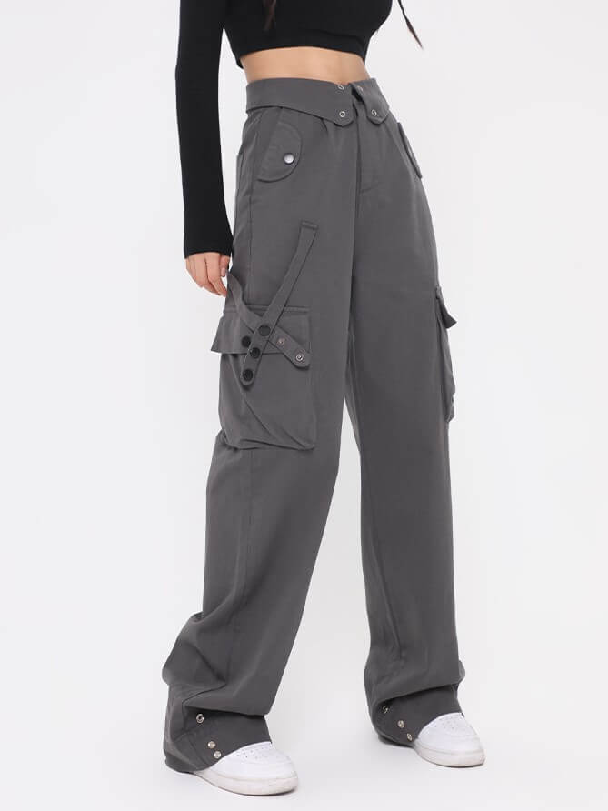 TrendyCargo™ High-Waisted Wide-Leg Cargo Pants