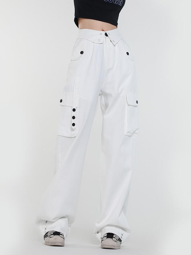 TrendyCargo™ High-Waisted Wide-Leg Cargo Pants