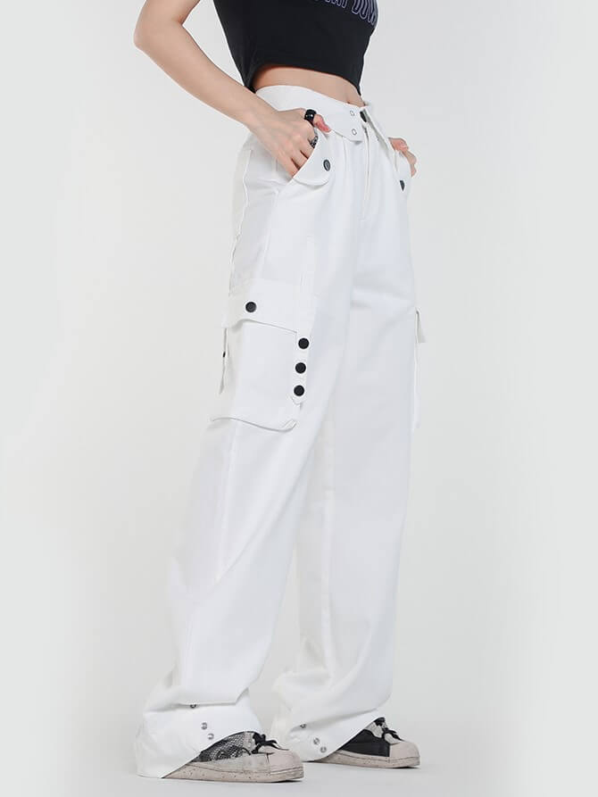 TrendyCargo™ High-Waisted Wide-Leg Cargo Pants