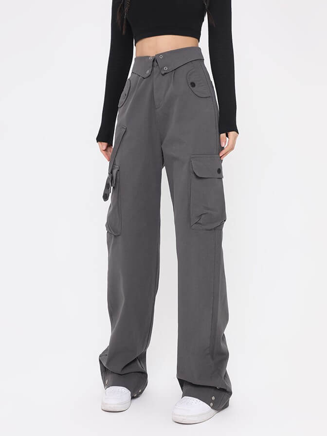 TrendyCargo™ High-Waisted Wide-Leg Cargo Pants