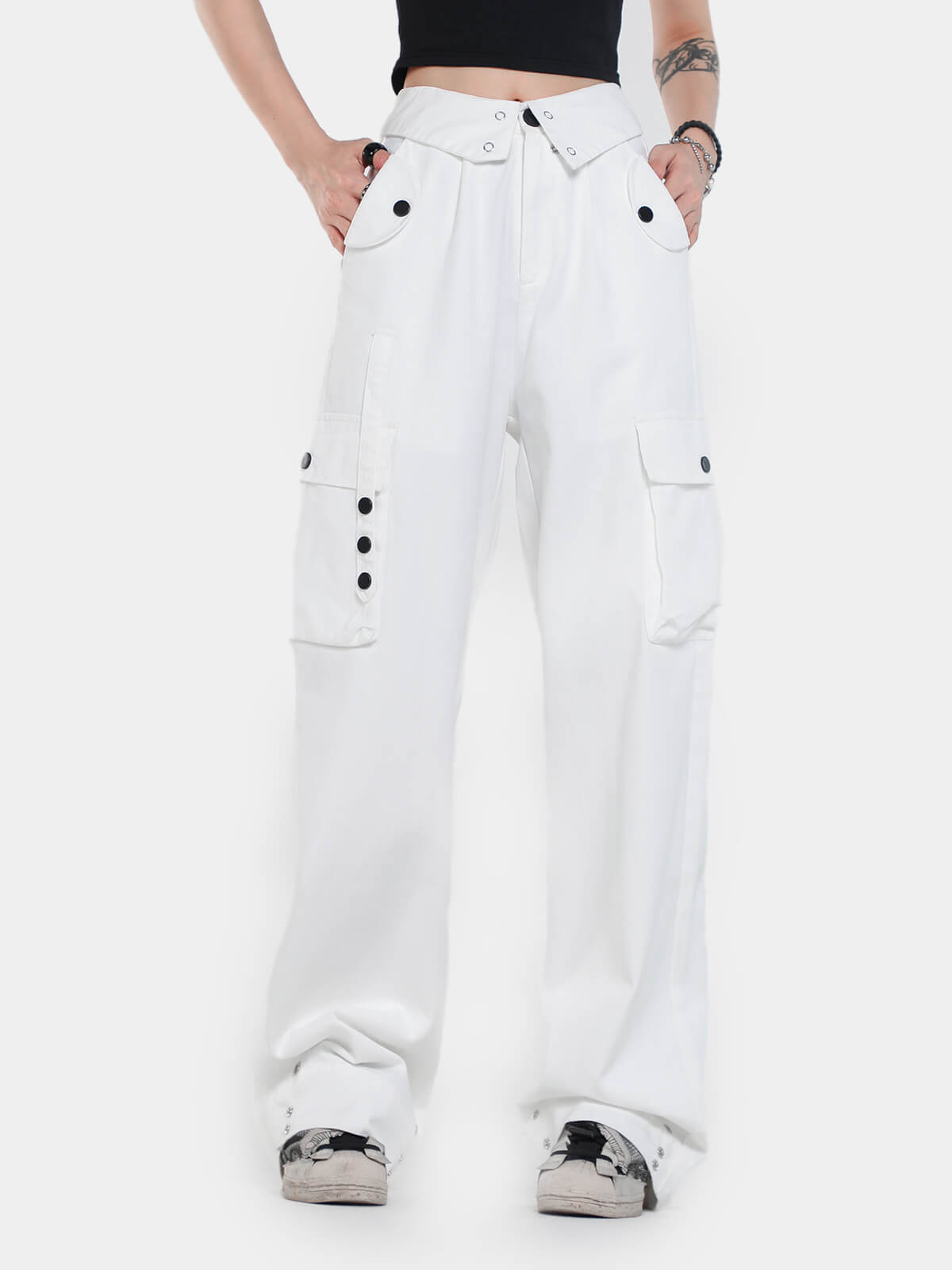 TrendyCargo™ High-Waisted Wide-Leg Cargo Pants