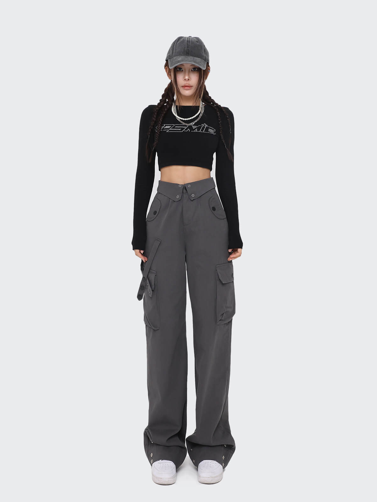 TrendyCargo™ High-Waisted Wide-Leg Cargo Pants