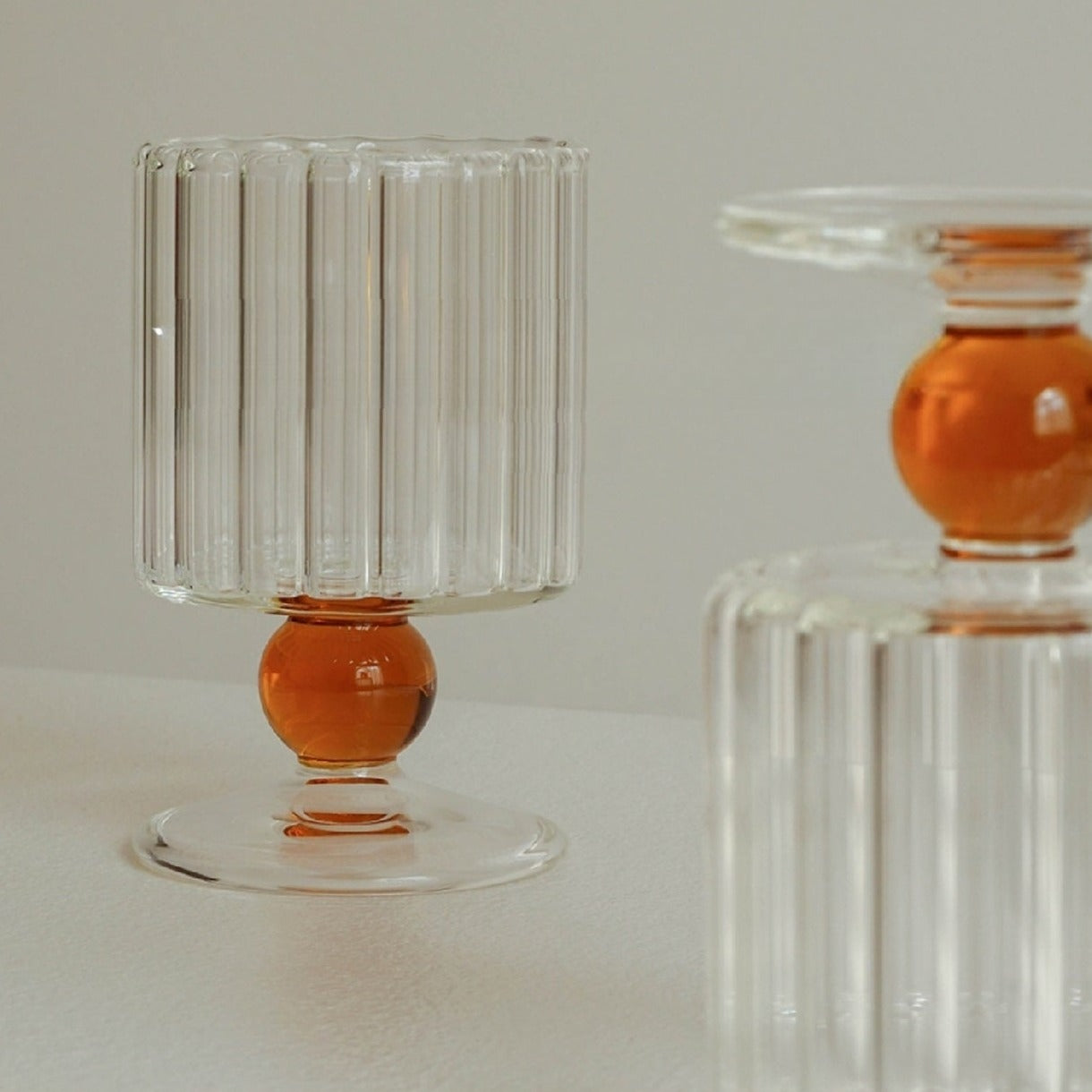 JINEE.Glassware.Orange Dot Vintage Glassware Handmade