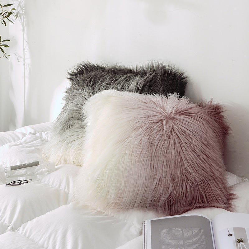 JINEE.Gradient Color Double-sided Faux Wool Cushion Covers