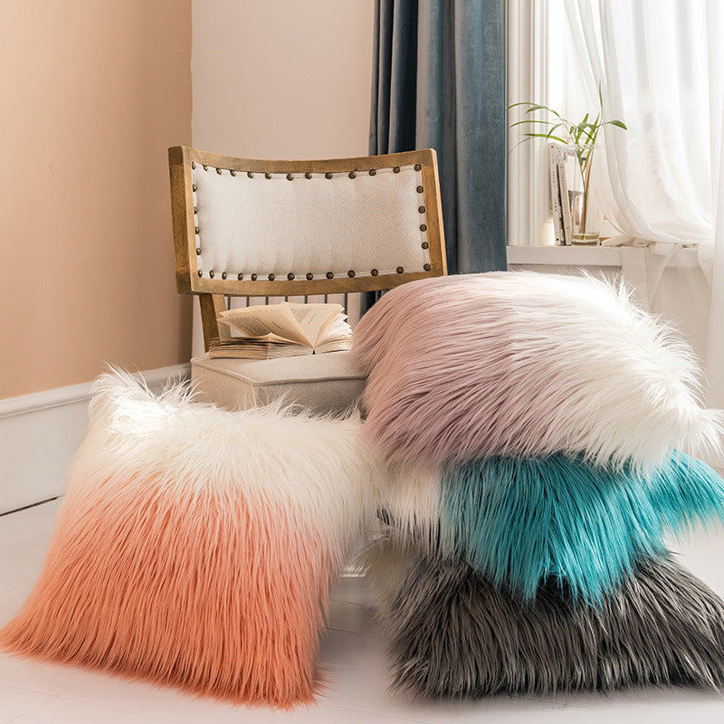 JINEE.Gradient Color Double-sided Faux Wool Cushion Covers