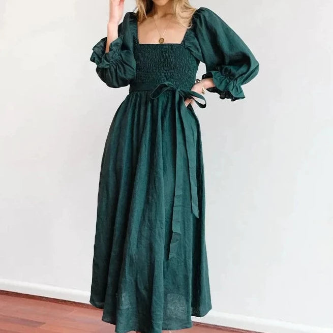 Asya - French Dress With Gathered Lantern Sleeves (50% off)