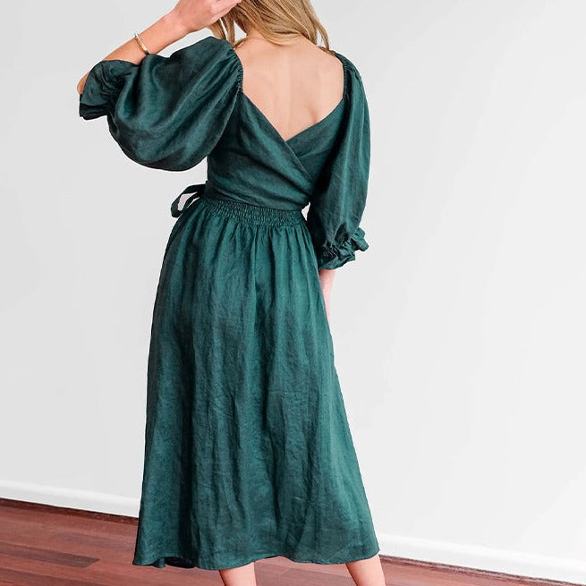 Asya - French Dress With Gathered Lantern Sleeves (50% off)