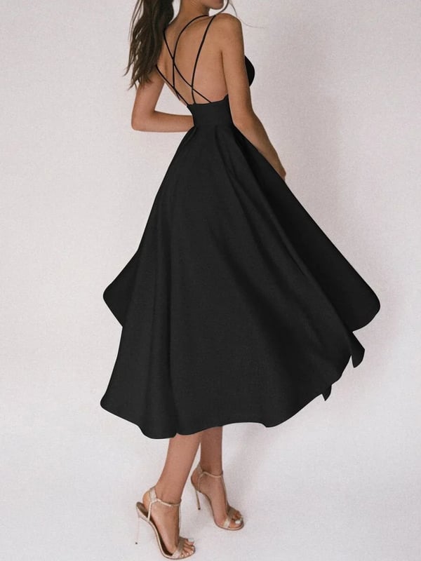 JineeVogue Elegant Strappy V-Neck Dress