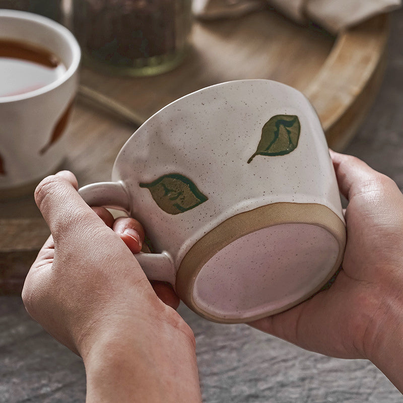 JINEE.CERAMIC Hand Painted Leaves Mug