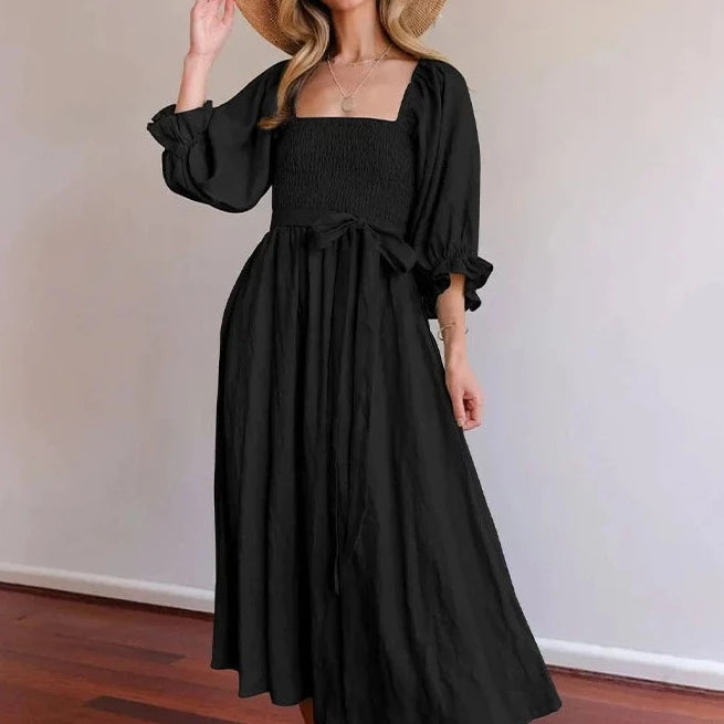 Asya - French Dress With Gathered Lantern Sleeves (50% off)