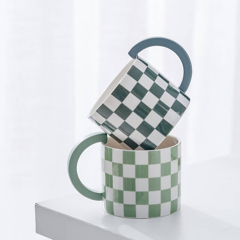 JINEE.CERAMIC Creative Plaid Mug