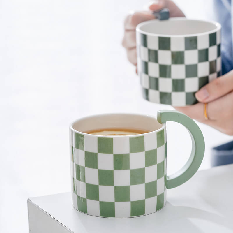 JINEE.CERAMIC Creative Plaid Mug