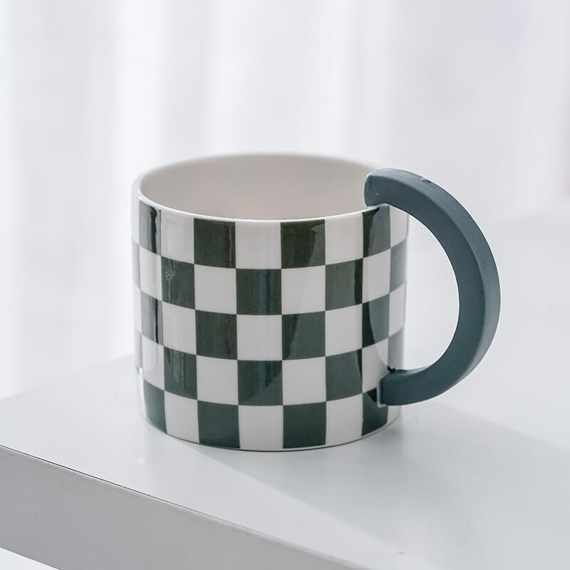 JINEE.CERAMIC Creative Plaid Mug