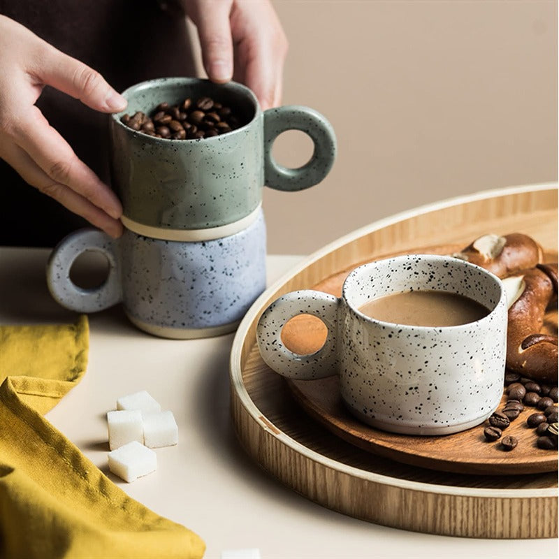 JINEE.CERAMIC Pinterest Style Ink Dots Mug