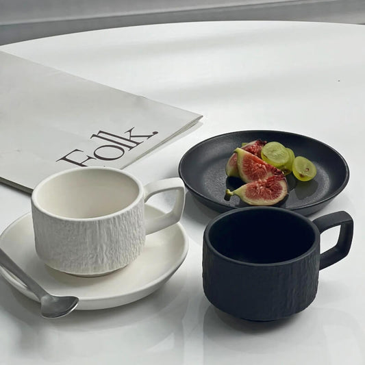 JINEE.CERAMIC Stone Textured Coffee Mug Set