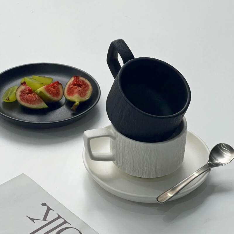 JINEE.CERAMIC Stone Textured Coffee Mug Set