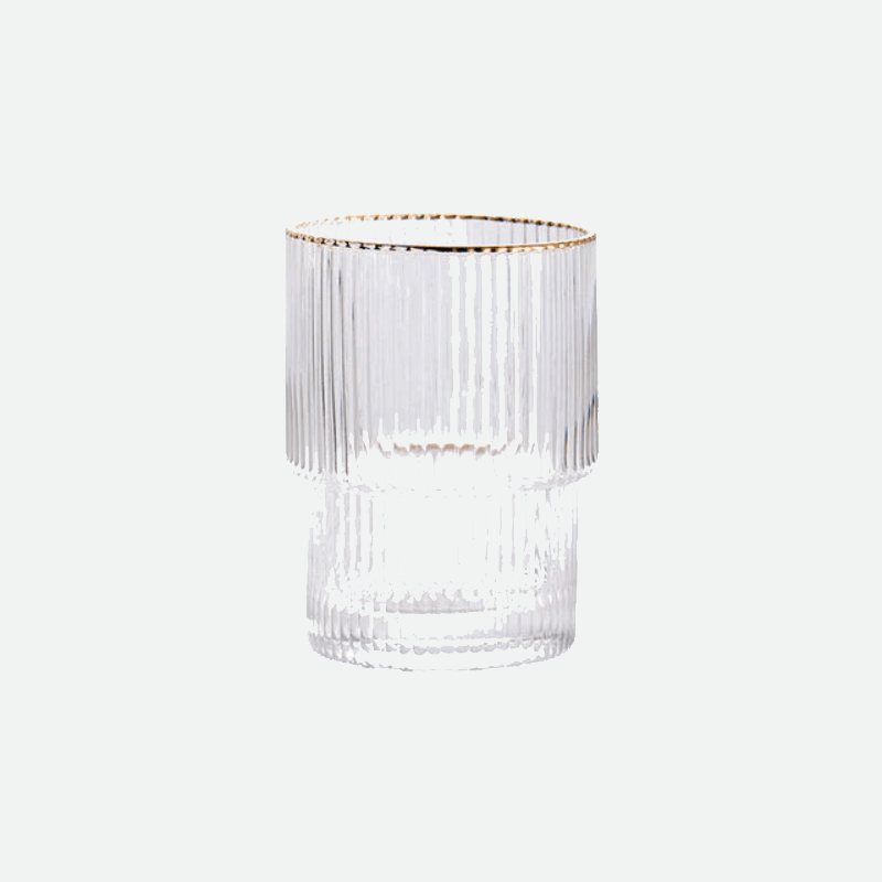 JINEE.GLASS Ripple Glass Cup with Gold Trim – JINEE STORE