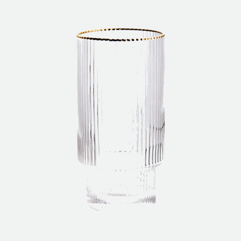 JINEE.GLASS Ripple Glass Cup with Gold Trim