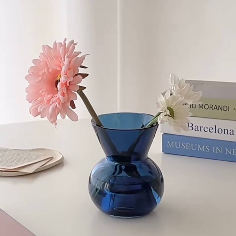 JINEE. Retro blauer Kerzenhalter &amp; Vase