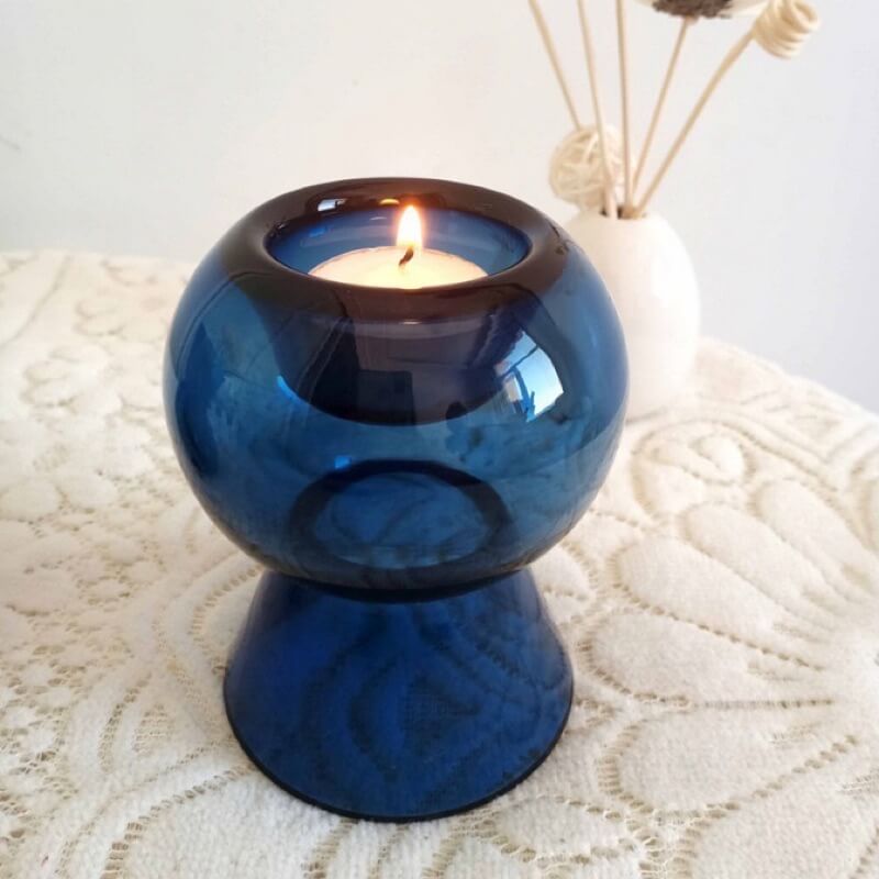 JINEE. Retro Blue Candle Holder & Vase