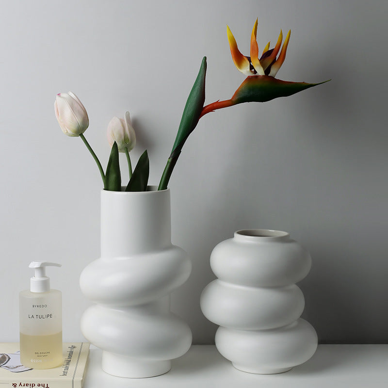 JINEE.Pure White special-shaped ceramic vase