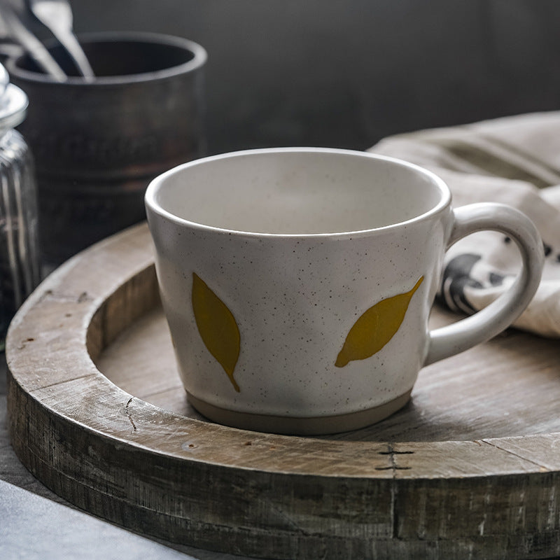 JINEE.CERAMIC Hand Painted Leaves Mug