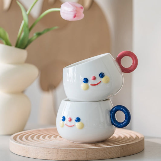 Jinee Ceramic Smiling Face Coffee Cup
