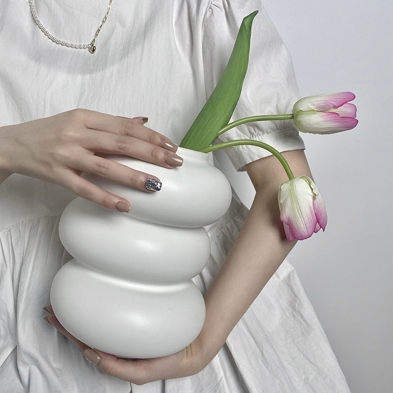 JINEE.Pure White special-shaped ceramic vase